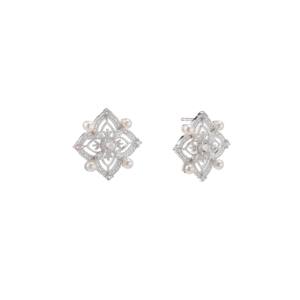 Celestial Pearl Cross Studs