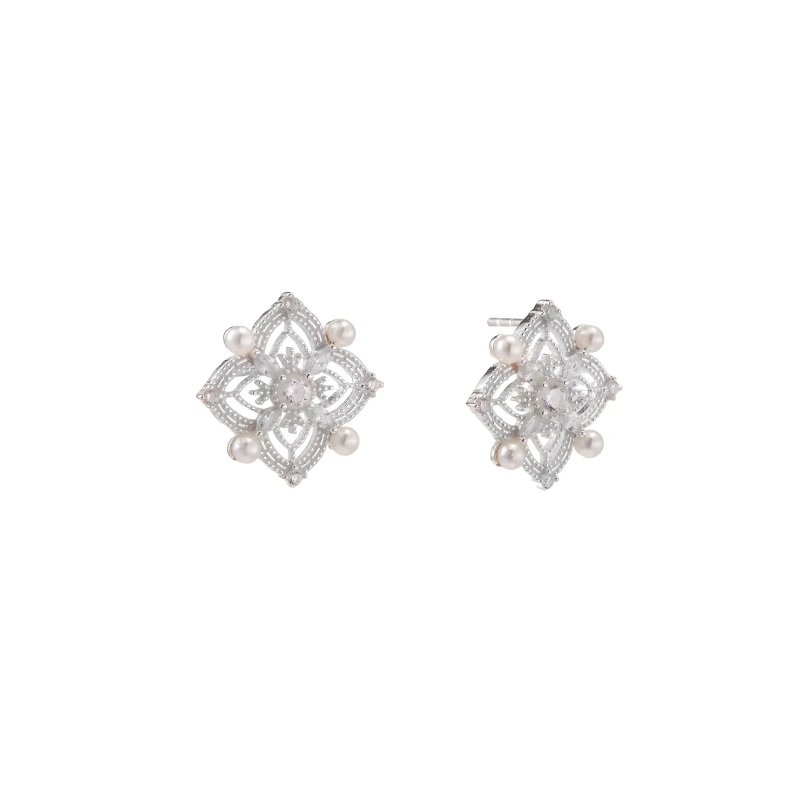Celestial Pearl Cross Studs