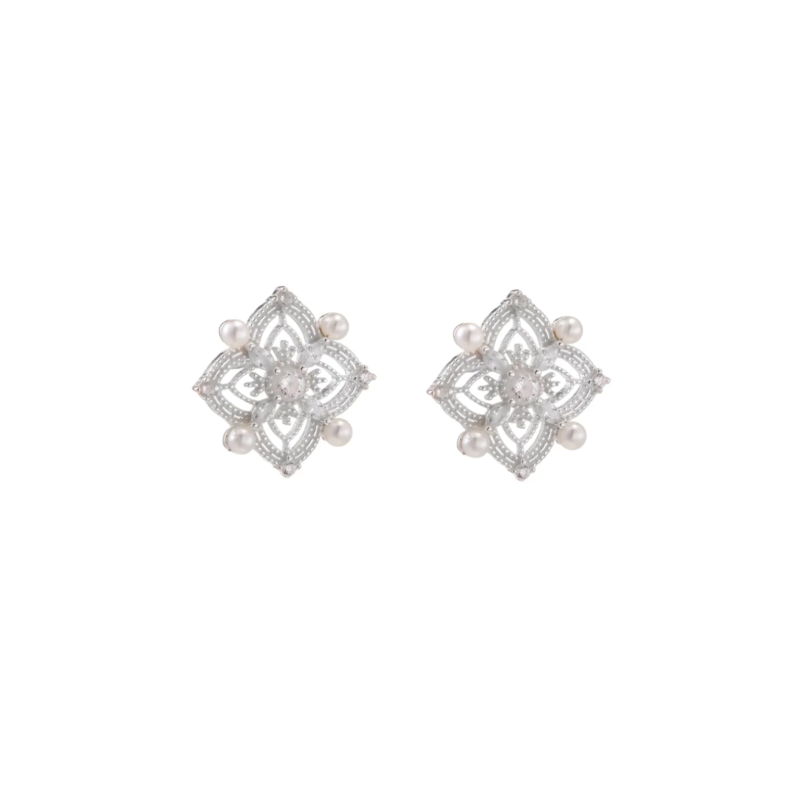 Celestial Pearl Cross Studs