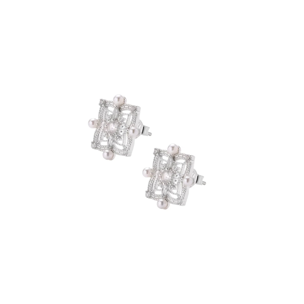 Celestial Pearl Cross Studs