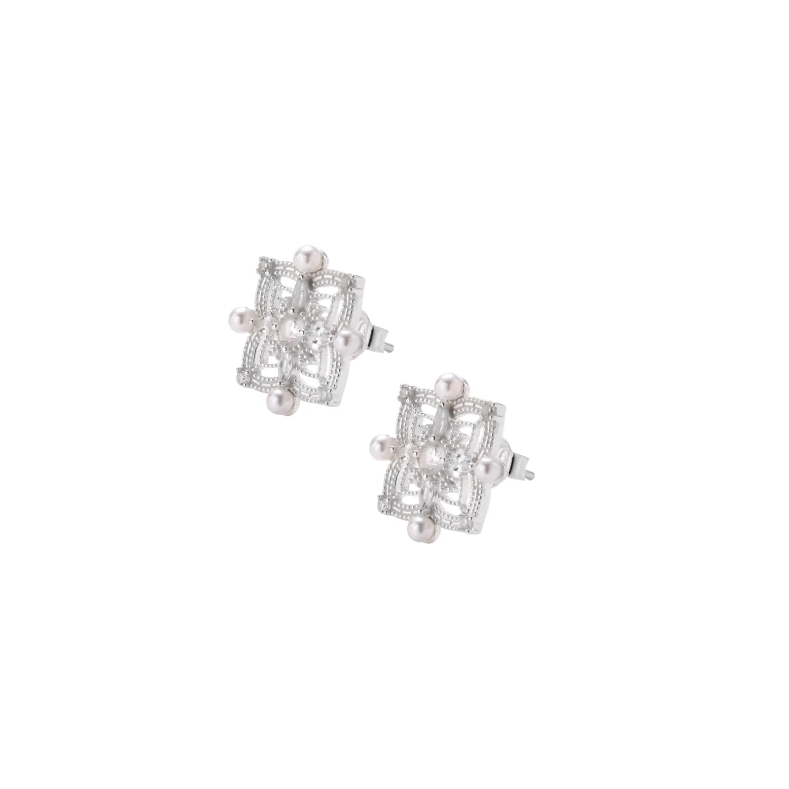 Celestial Pearl Cross Studs