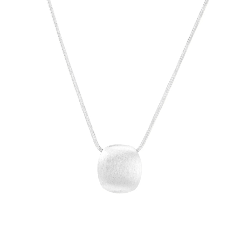Brushed Silver Disc Necklace