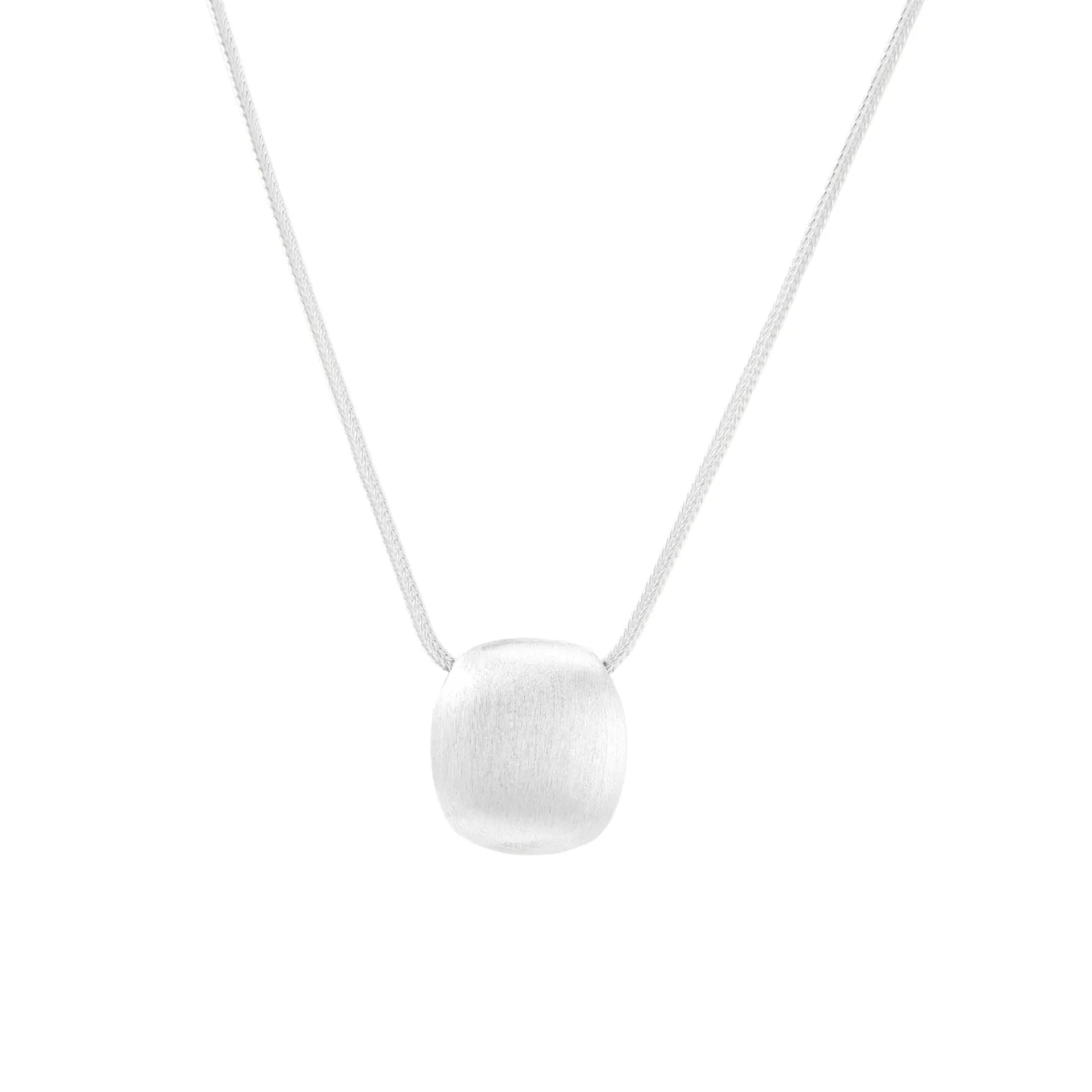 Brushed Silver Disc Necklace