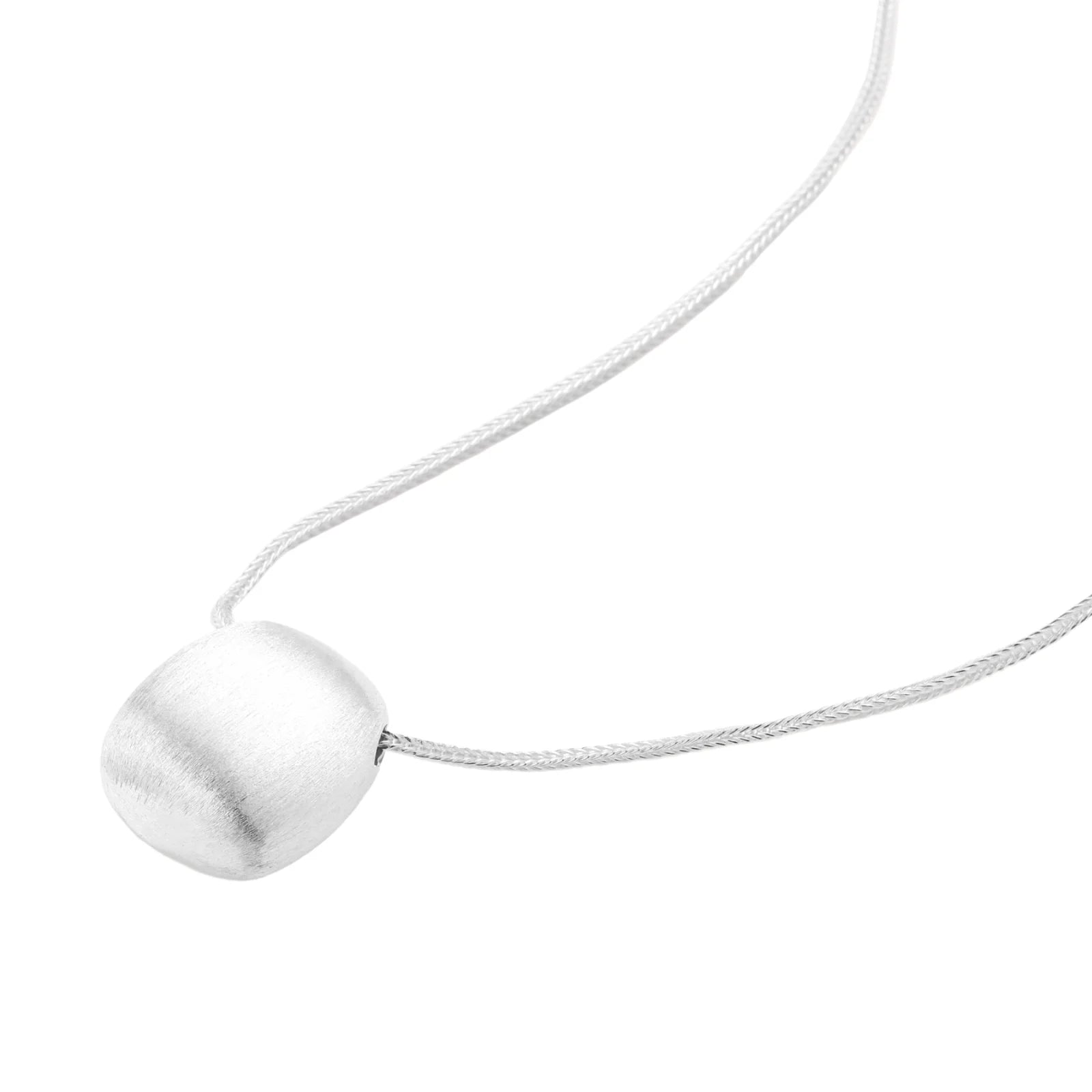 Brushed Silver Disc Necklace