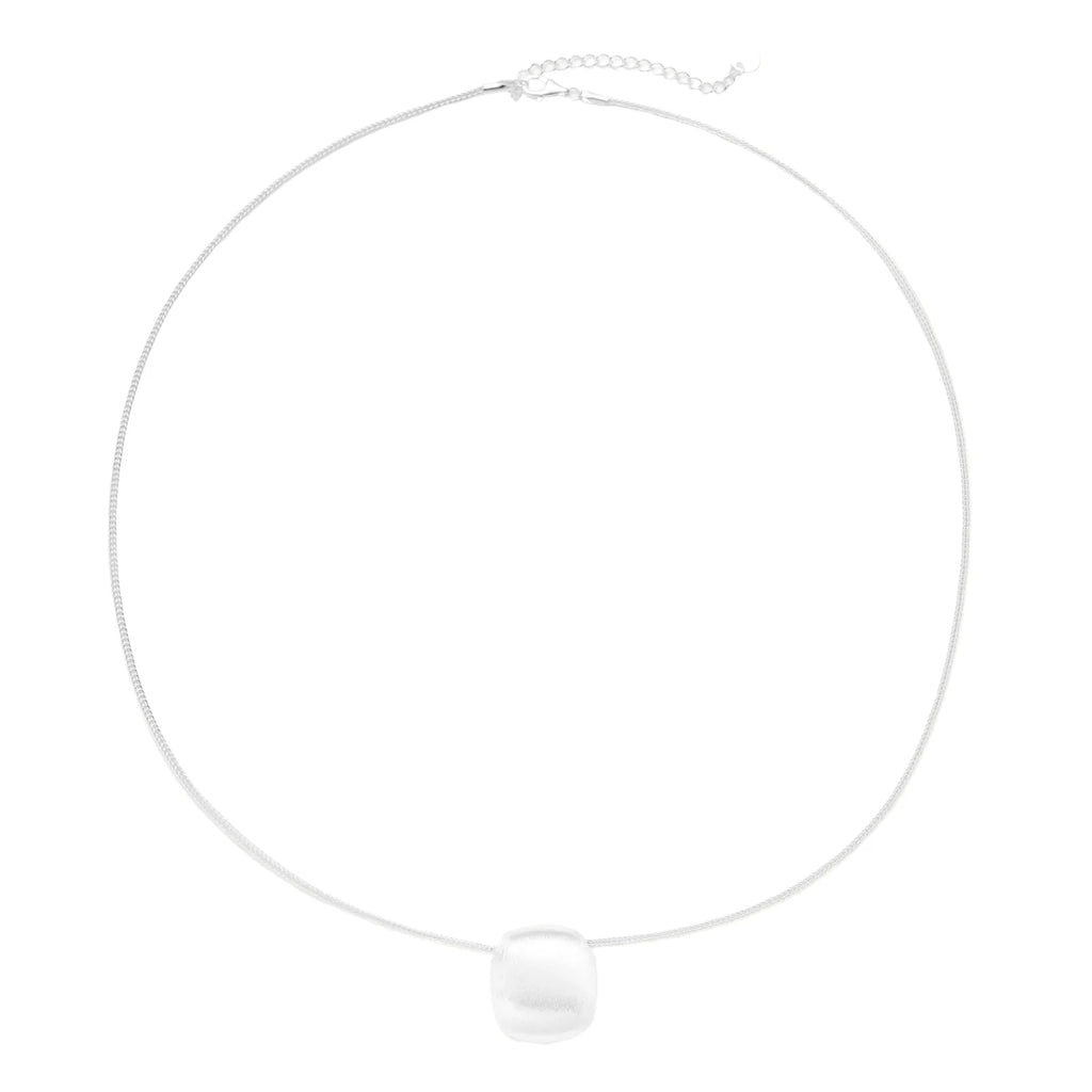 Brushed Silver Disc Necklace
