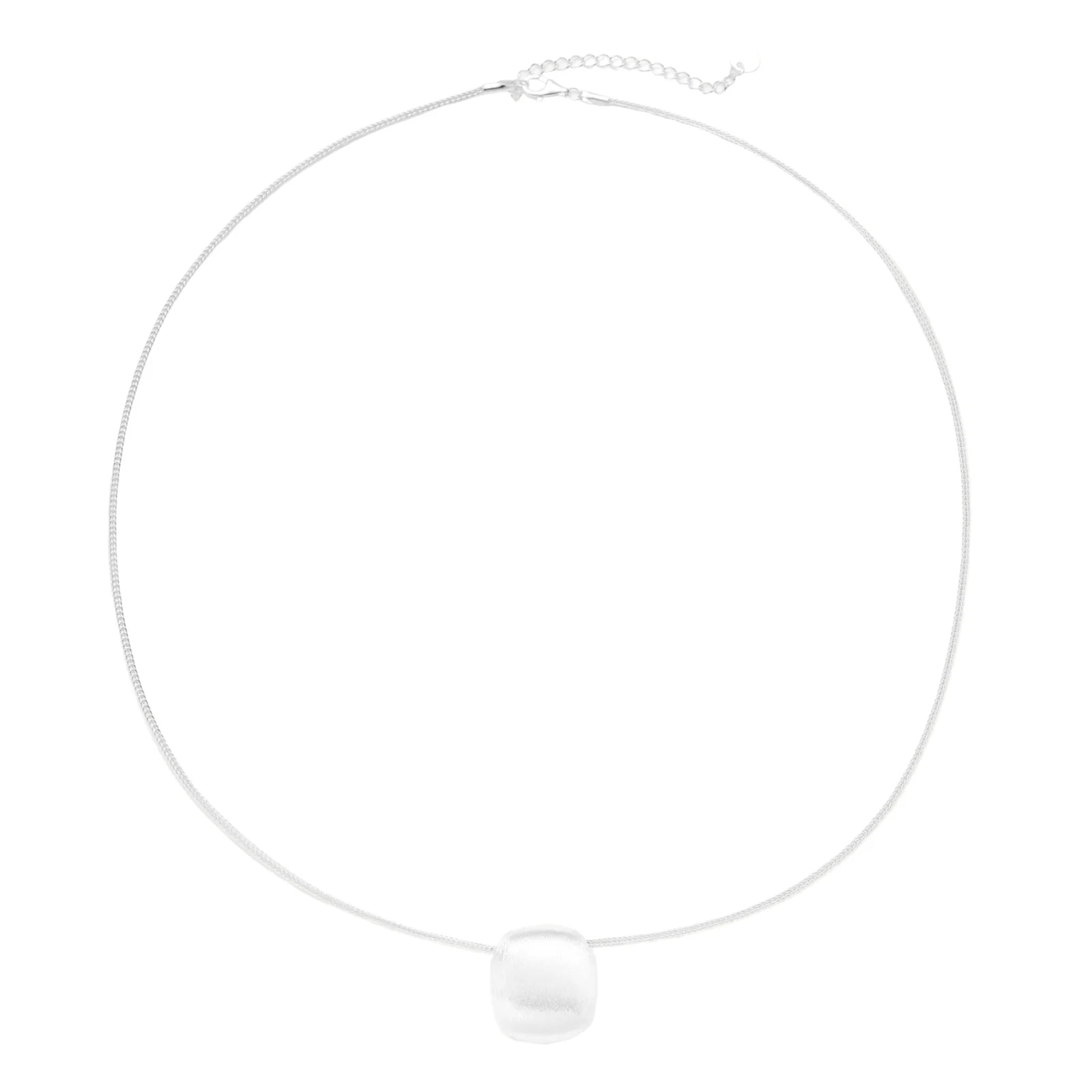 Brushed Silver Disc Necklace