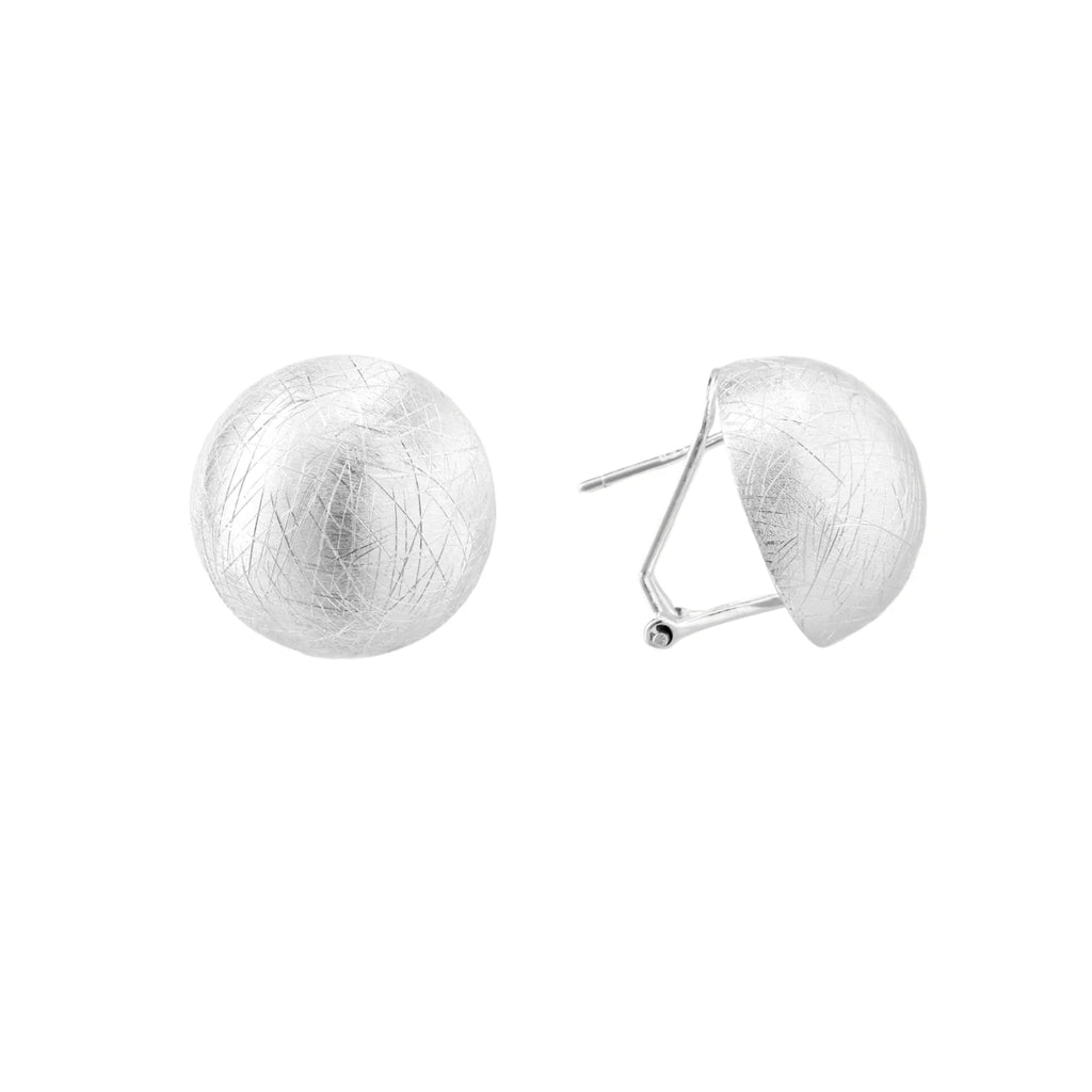Brushed Silver Dome Earrings