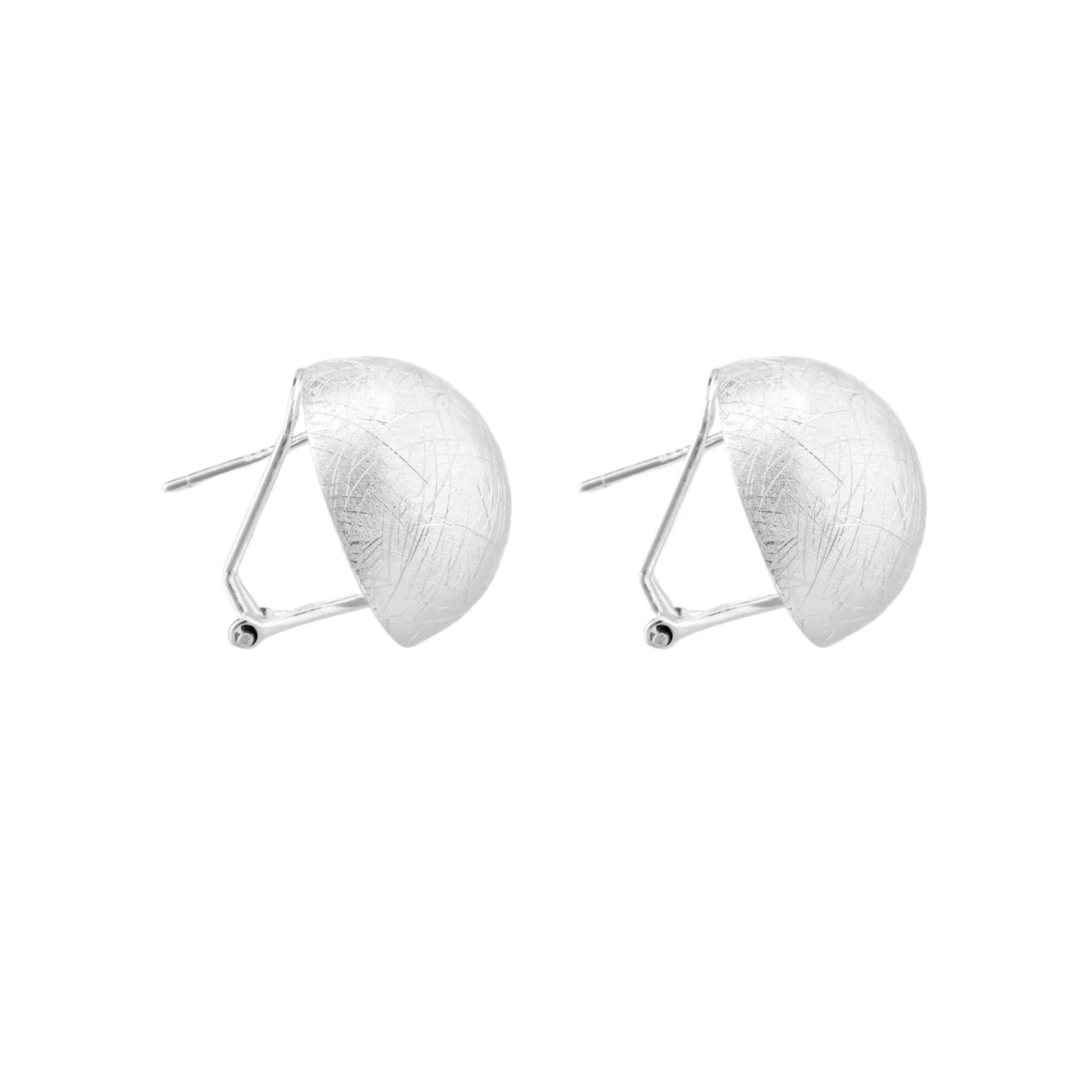 Brushed Silver Dome Earrings