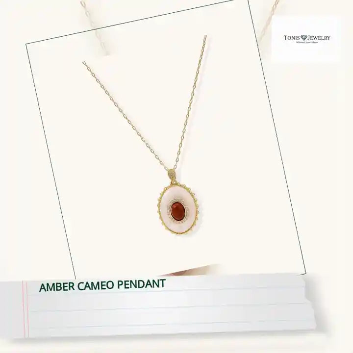 Amber Cameo Pendant by@Outfy