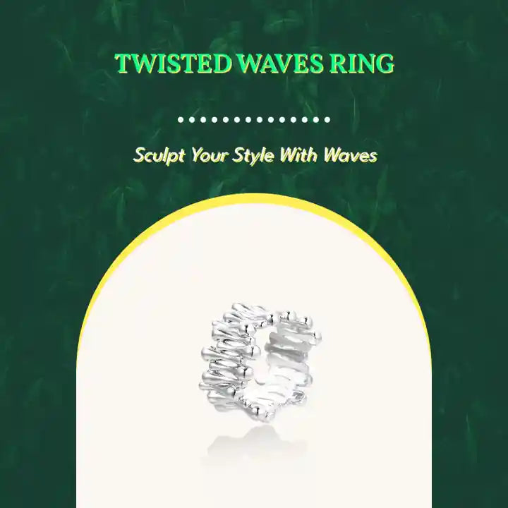 Twisted Waves Ring by@Outfy