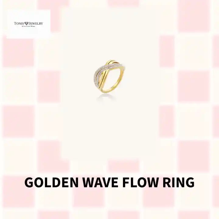 Golden Wave Flow Ring by@Outfy