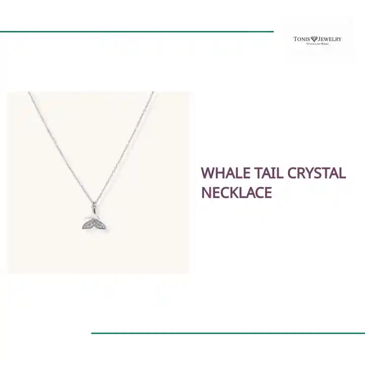 Whale Tail Crystal Necklace by@Outfy