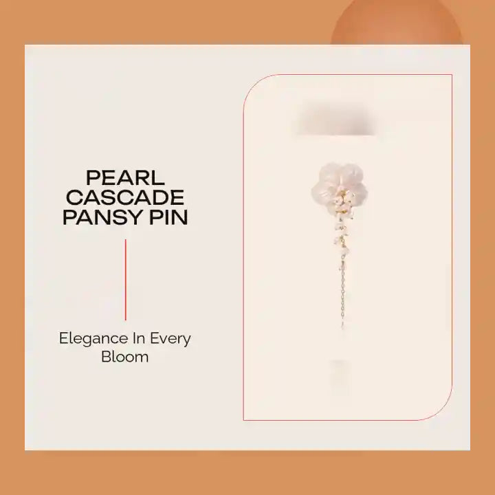 Pearl Cascade Pansy Pin by@Outfy