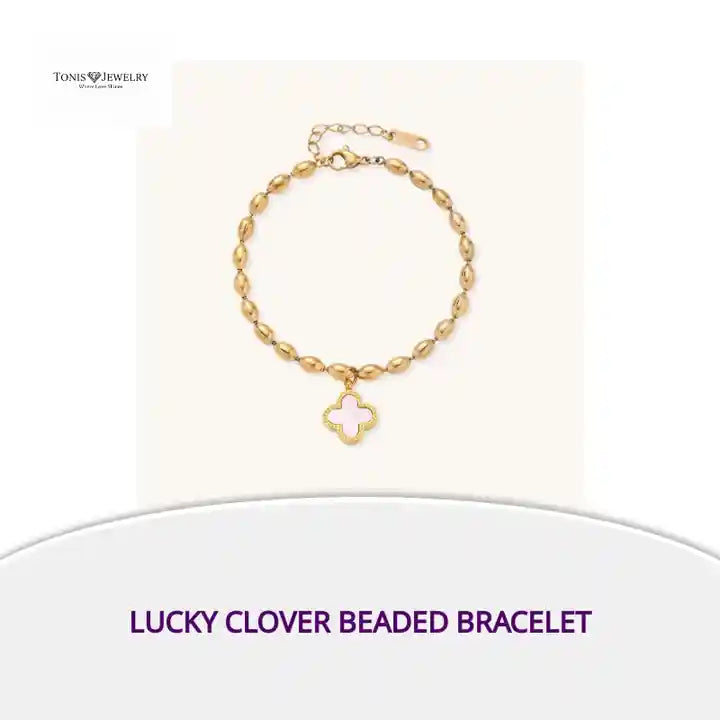 Lucky Clover Beaded Bracelet by@Outfy
