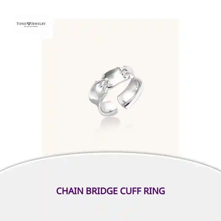 Chain Bridge Cuff Ring by@Outfy