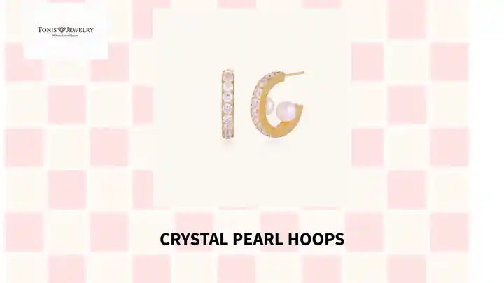 Crystal Pearl Hoops by@Outfy