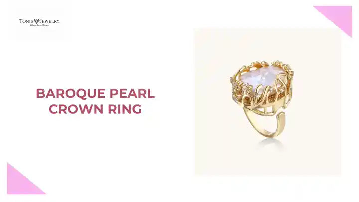 Baroque Pearl Crown Ring by@Outfy
