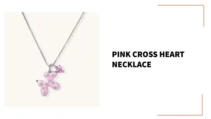 Pink Cross Heart Necklace by@Outfy