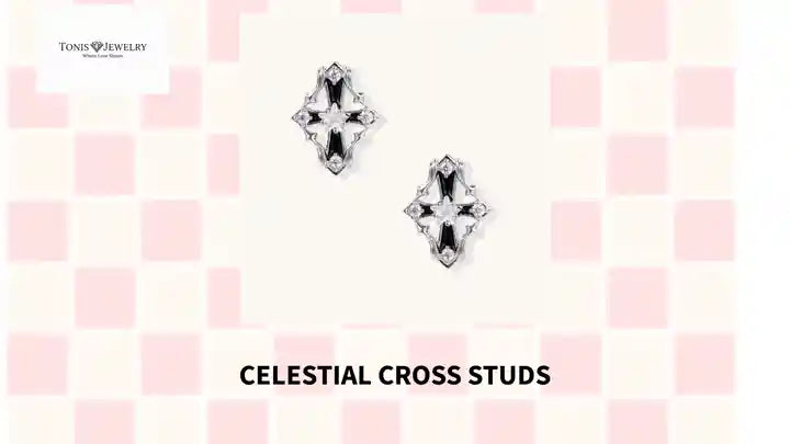 Celestial Cross Studs by@Outfy