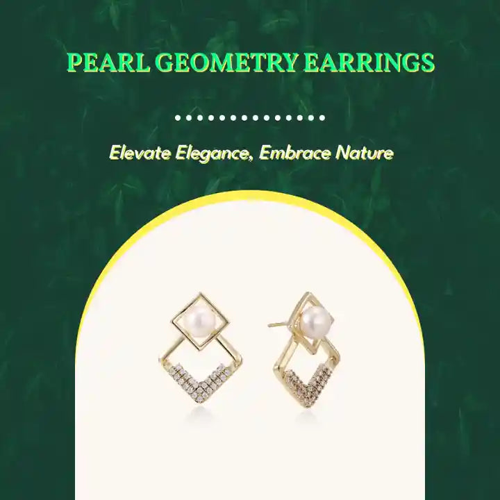 Pearl Geometry Earrings by@Outfy