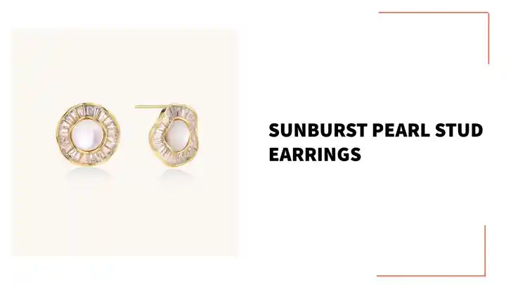 Sunburst Pearl Stud Earrings by@Outfy