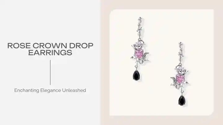 Rose Crown Drop Earrings by@Outfy