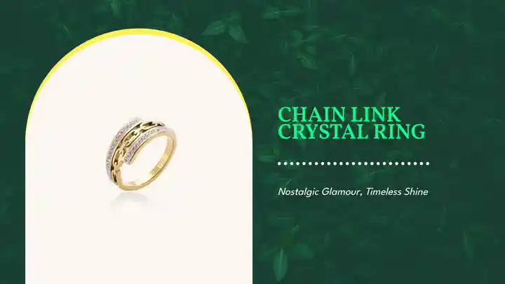 Chain Link Crystal Ring by@Outfy