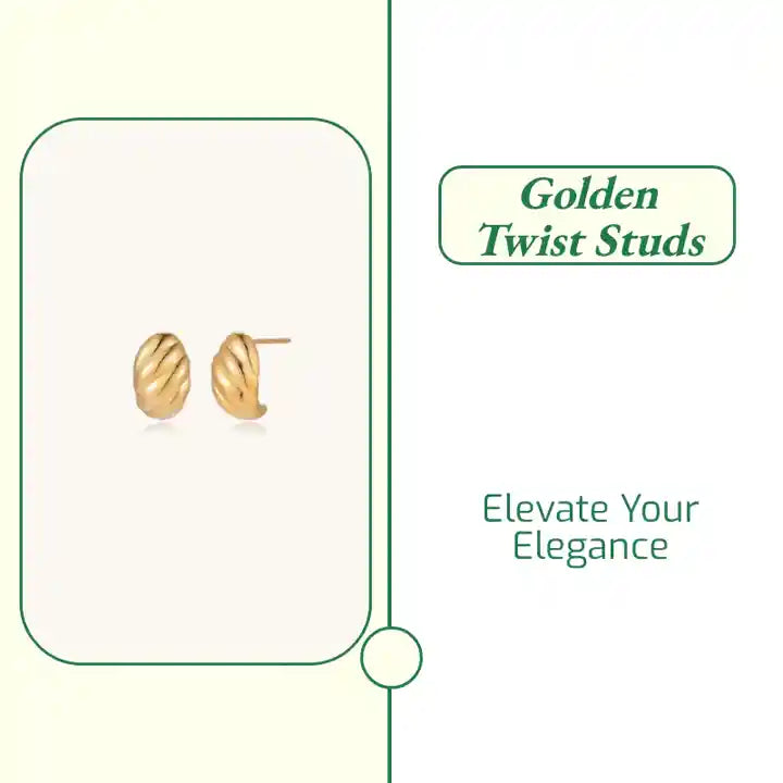 Golden Twist Studs by@Outfy