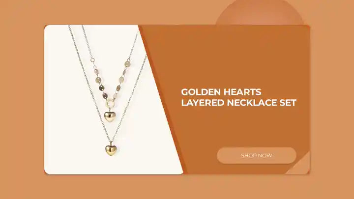 Golden Hearts Layered Necklace Set by@Outfy