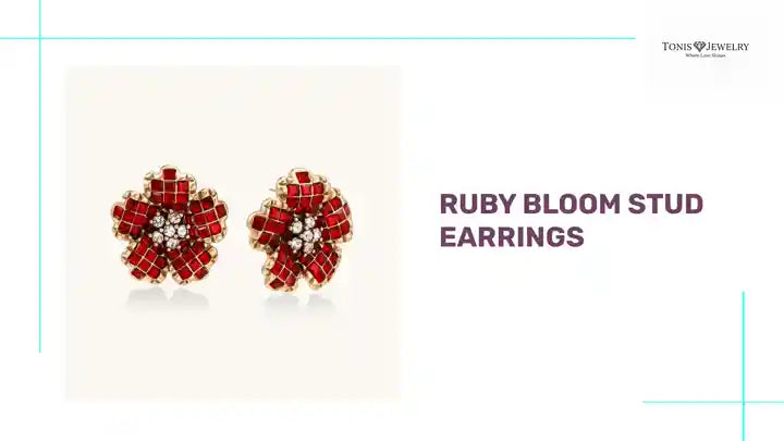 Ruby Bloom Stud Earrings by@Outfy
