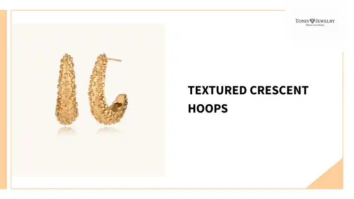 Textured Crescent Hoops by@Outfy
