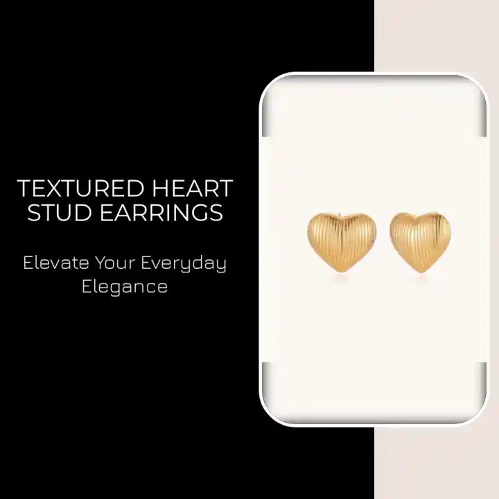 Textured Heart Stud Earrings by@Outfy