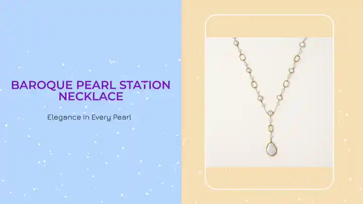 Baroque Pearl Station Necklace by@Outfy