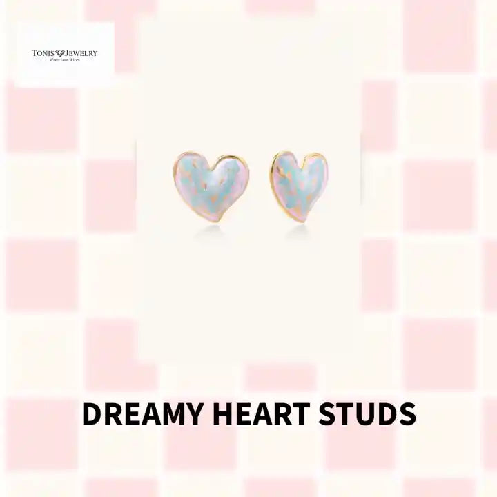 Dreamy Heart Studs by@Outfy