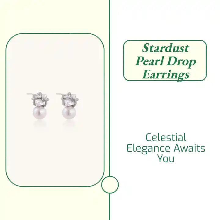 Stardust Pearl Drop Earrings by@Outfy
