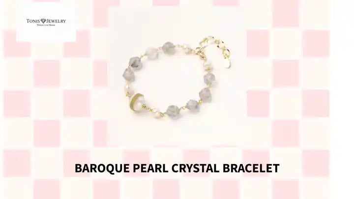 Baroque Pearl Crystal Bracelet by@Outfy