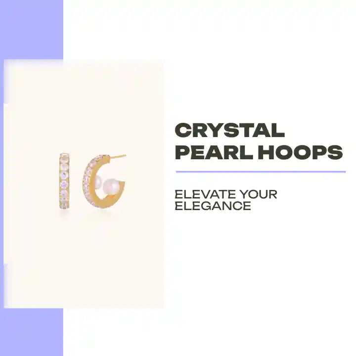 Crystal Pearl Hoops by@Outfy
