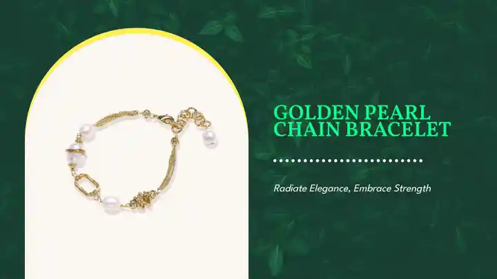 Golden Pearl Chain Bracelet by@Outfy