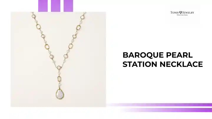 Baroque Pearl Station Necklace by@Outfy